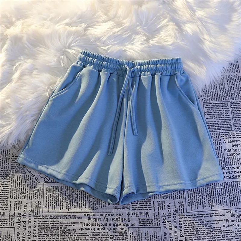Wholesale Summer Women Casual Solid Color Drawstring Shorts