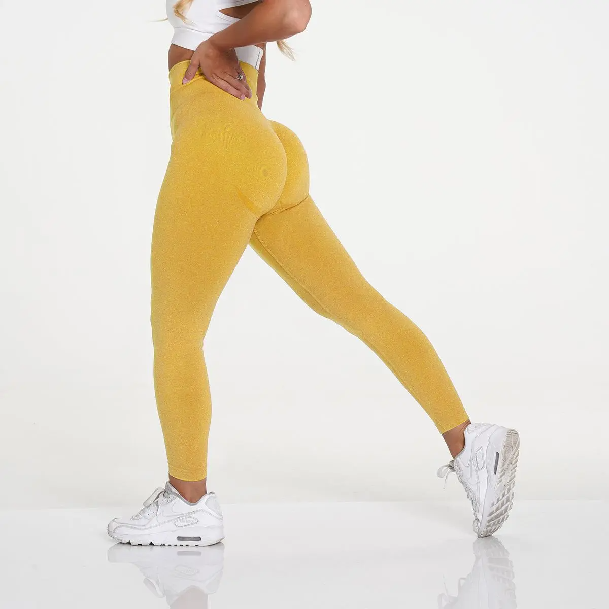 Wholesale Women Fashion Solid Color Yoga High Waist Sports Leggings