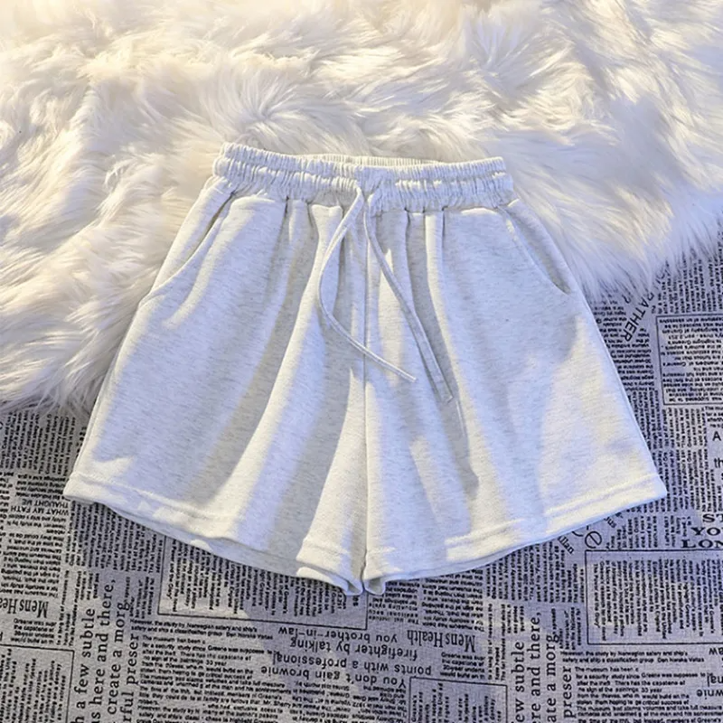 Wholesale Summer Women Casual Solid Color Drawstring Shorts