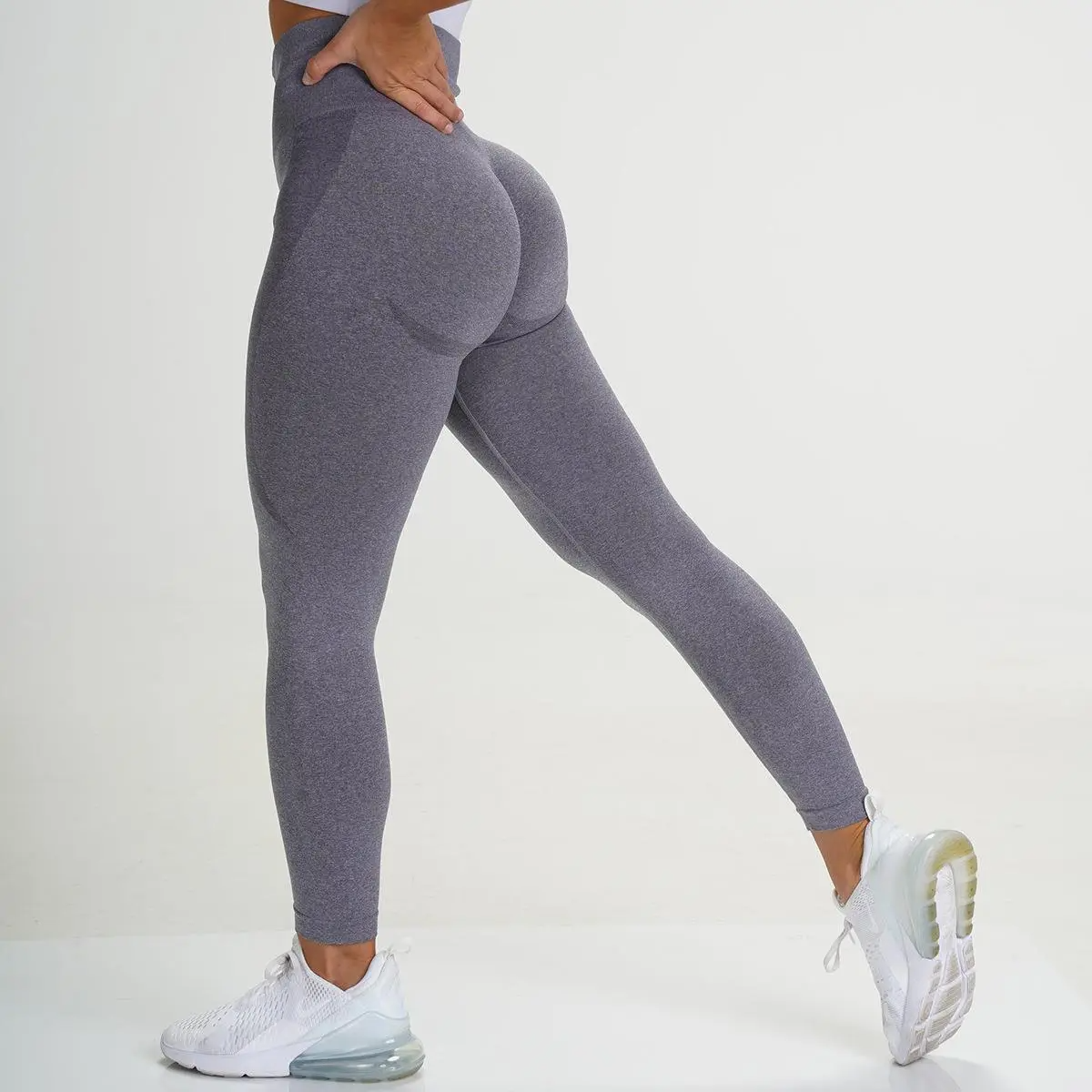 Wholesale Women Fashion Solid Color Yoga High Waist Sports Leggings
