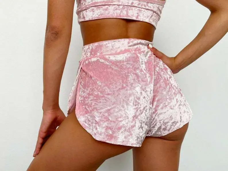 Wholesale Women’s Sexy Velvet Slim-Fit Elastic Shorts – Solid Color Fashion