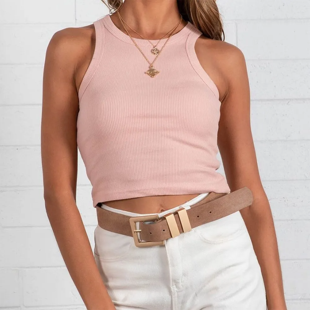 Solid Stripe Tank Crop Top Women