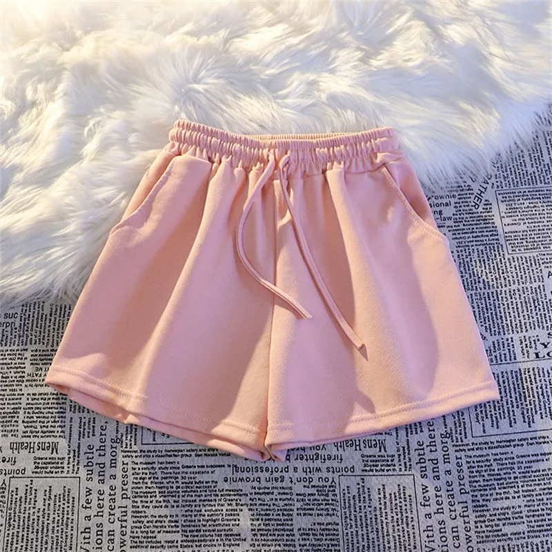 Wholesale Summer Women Casual Solid Color Drawstring Shorts