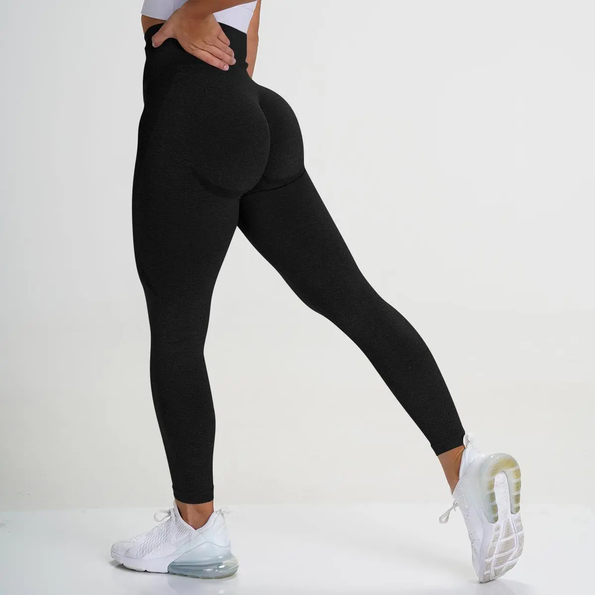 Wholesale Women Fashion Solid Color Yoga High Waist Sports Leggings