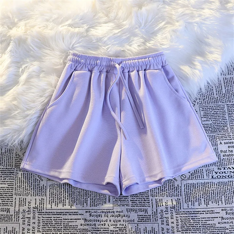 Wholesale Summer Women Casual Solid Color Drawstring Shorts