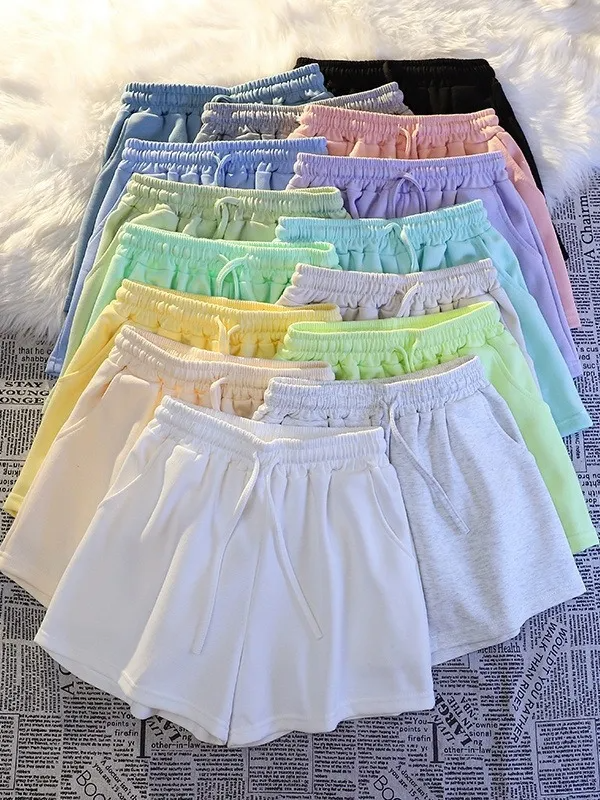 Wholesale Summer Women Casual Solid Color Drawstring Shorts