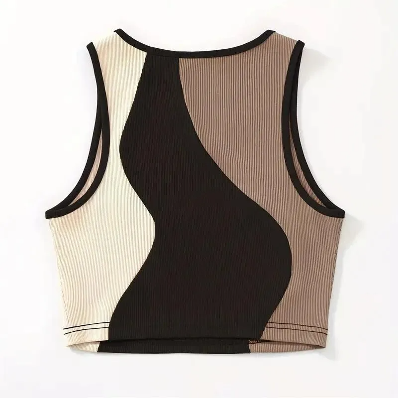 Color Block Sleeveless Crop Top