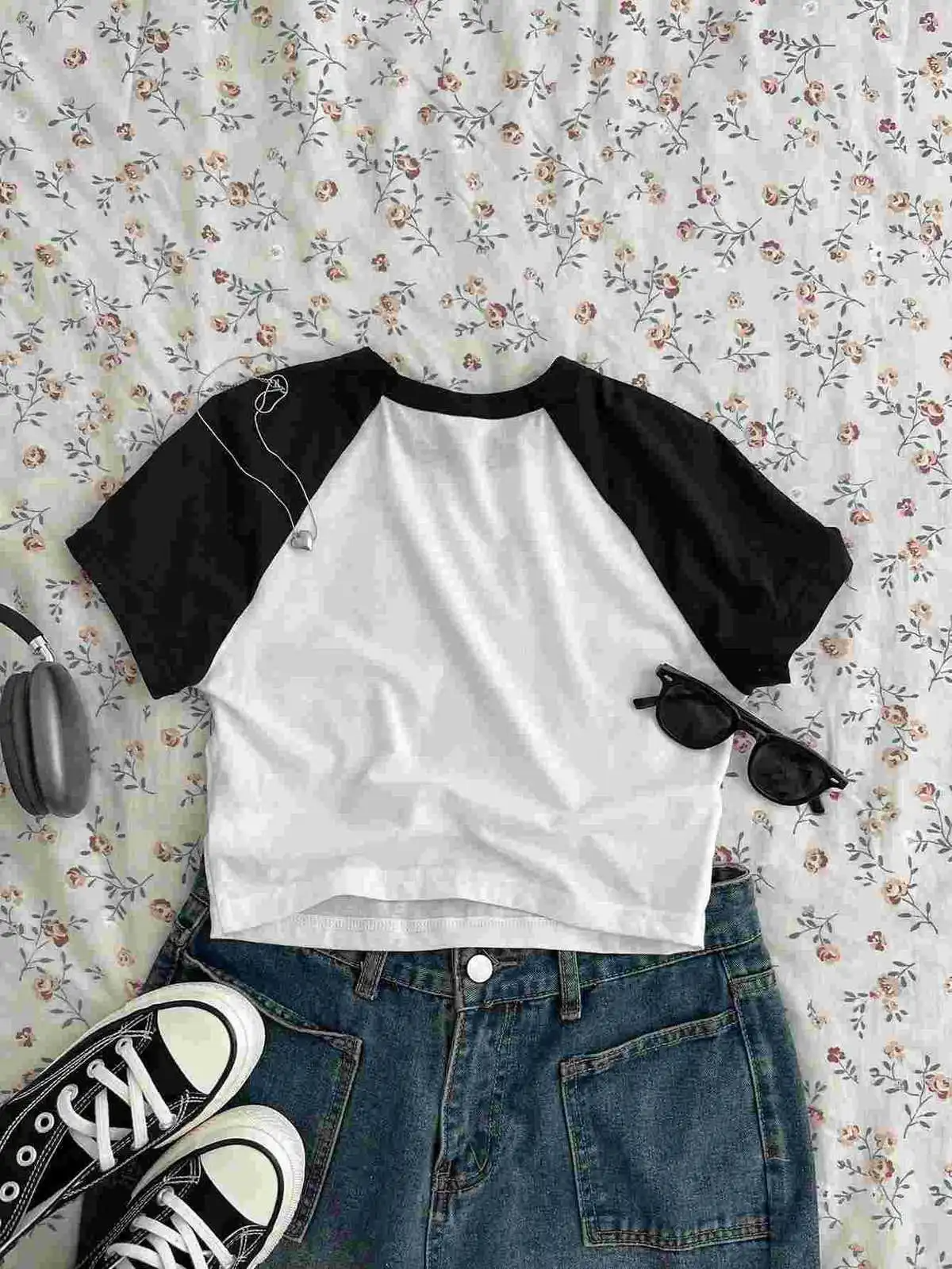 Wholesale Women Fashion Five-Pointed Star Print Crop Top T-Shirt