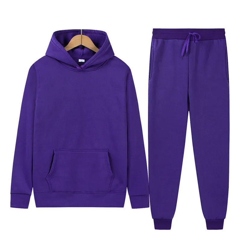Wholesale Men's Fleece Hoodies Sets Casual Basic Solid Color Long Sleeve Pants