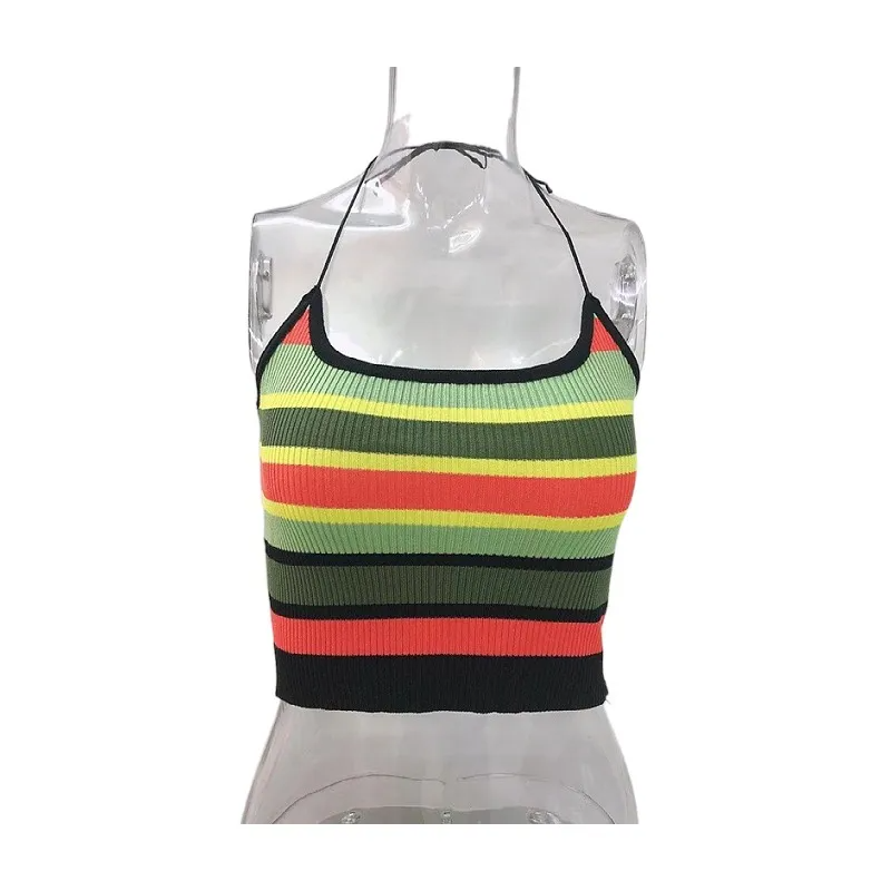 Women’s Sexy Stripe Slim Fit Crop Top