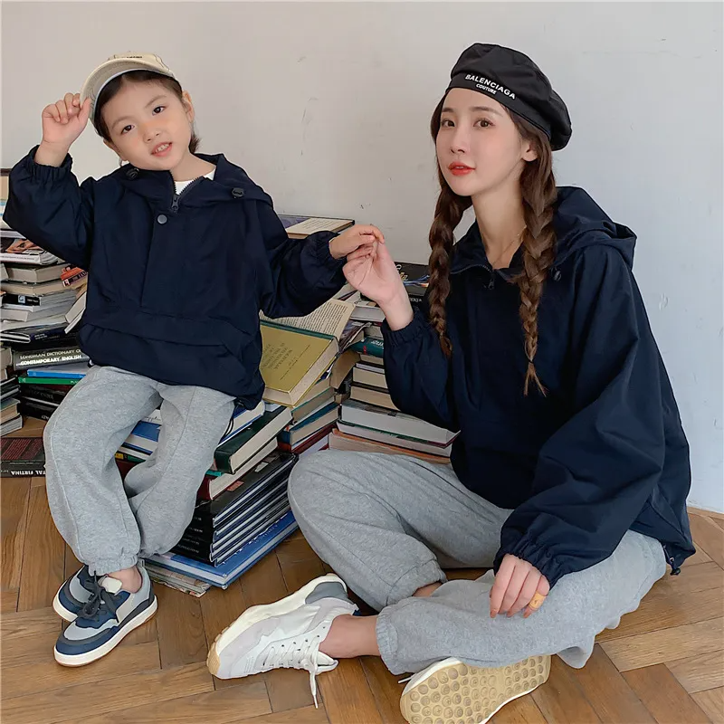 Wholesale Kids Zipper Hoodie Matching Sets - Parent-Child Solid Color Hoodie