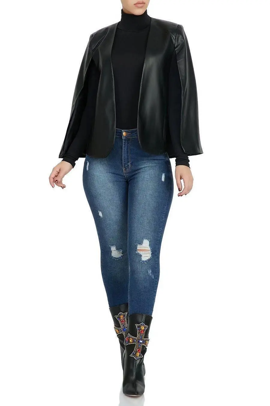 Wholesale Women's PU Coat for Autumn and Winter in Solid Colors