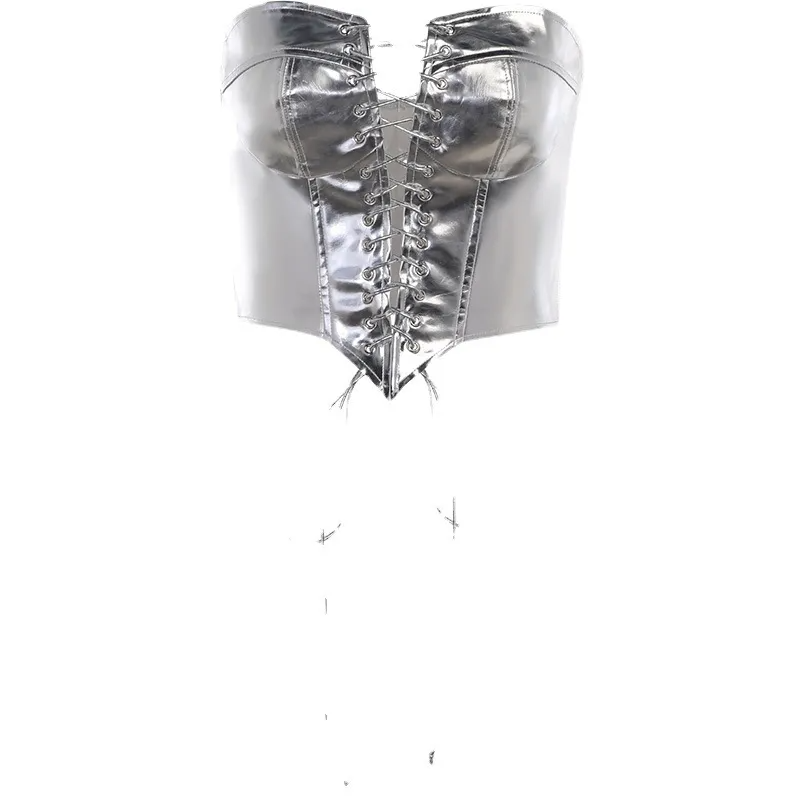 Sexy PU Strap Tube Top for Women