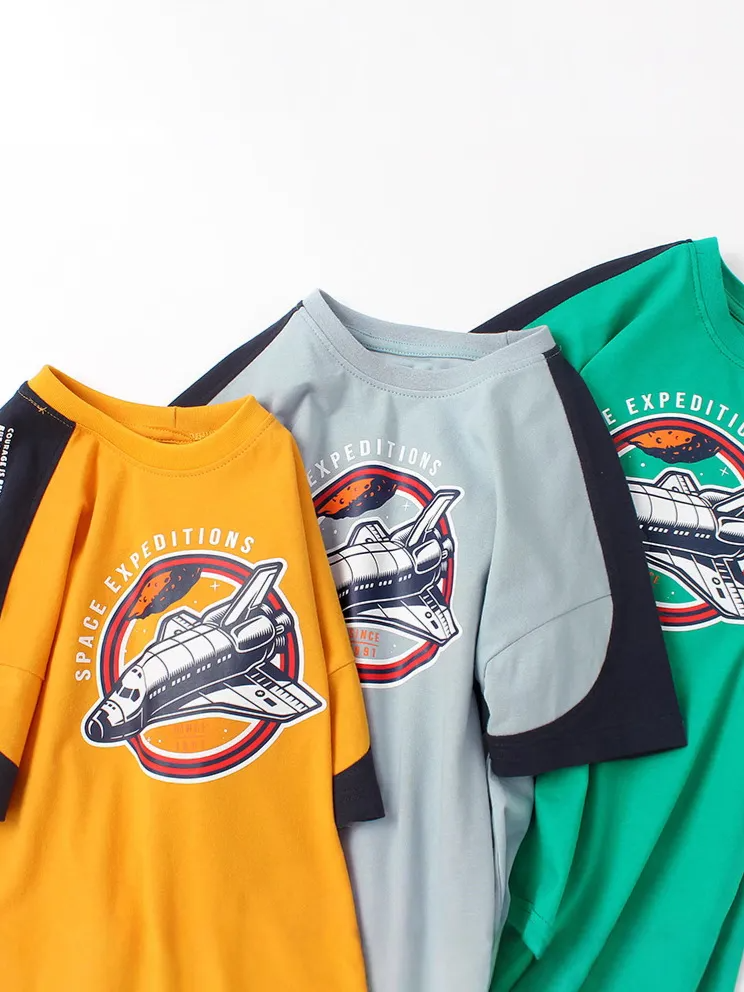 Wholesale Boys T-Shirt - Printed Short Sleeve Casual Summer Wear