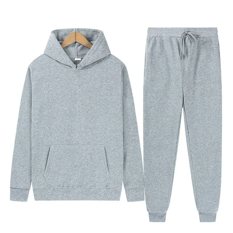 Wholesale Men's Fleece Hoodies Sets Casual Basic Solid Color Long Sleeve Pants