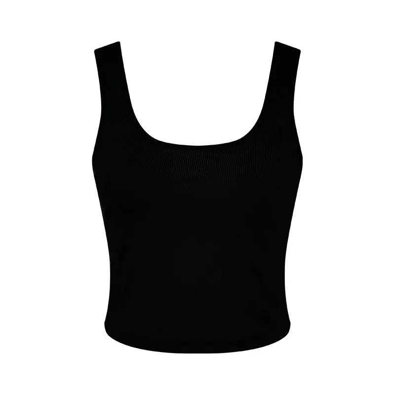 Black ribbed crop tank top by Multypros for wholesale women's crop tank tops collection
