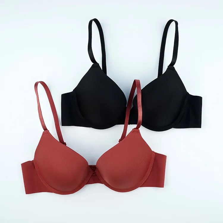 Multypros women's push-up bra wholesale set in black and rust red with adjustable straps