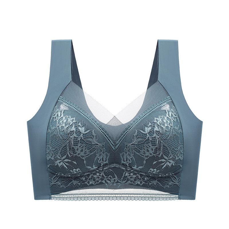 Lace Vest, Seamless Ice Silk Push-up, Breathable, Thin Bra, Beautiful Back, Big Breasts, Small Fixed Underwear MultyPros