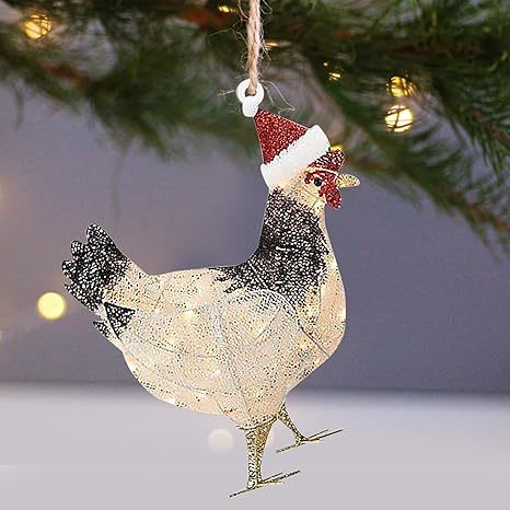 Chicken Hanging Ornament, 4 Pack Hanging Rooster Decorations