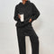 Fleece-lined Hooded Long Sleeve Dimensional Patch Pocket Casual Trousers Solid Color Suit