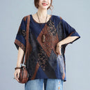 Women's Stylish Loose Round Neck Printed Short-sleeved T-shirt Top MultyPros