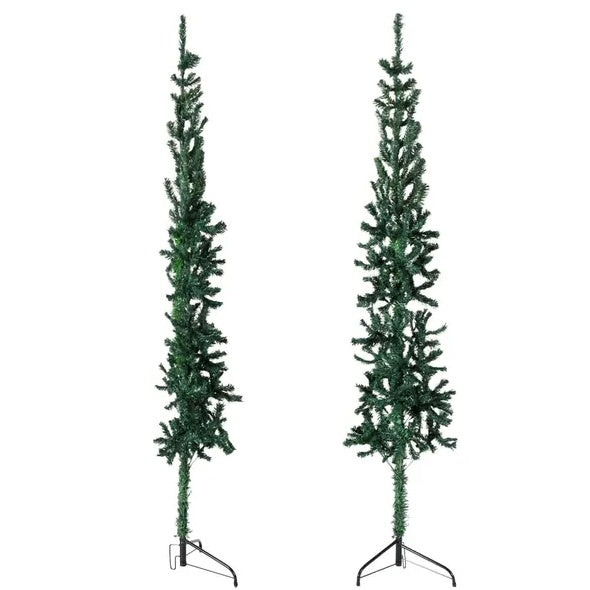 Slim Artificial Half Christmas Tree With Stand Green 5 Ft