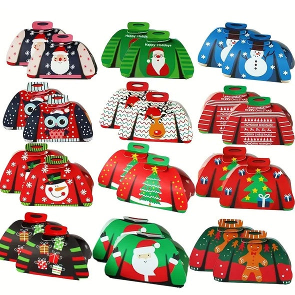 24Pcs Christmas Candy Boxes Assorted 3D Christmas