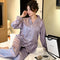 Elegant Slimming Ice Silk Draping Women's Pajamas Long-sleeved Trousers Can Be Worn Outside Casual Two-piece Suit