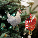 Chicken Hanging Ornament, 4 Pack Hanging Rooster Decorations