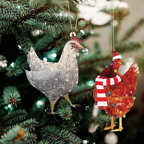 Chicken Hanging Ornament, 4 Pack Hanging Rooster Decorations