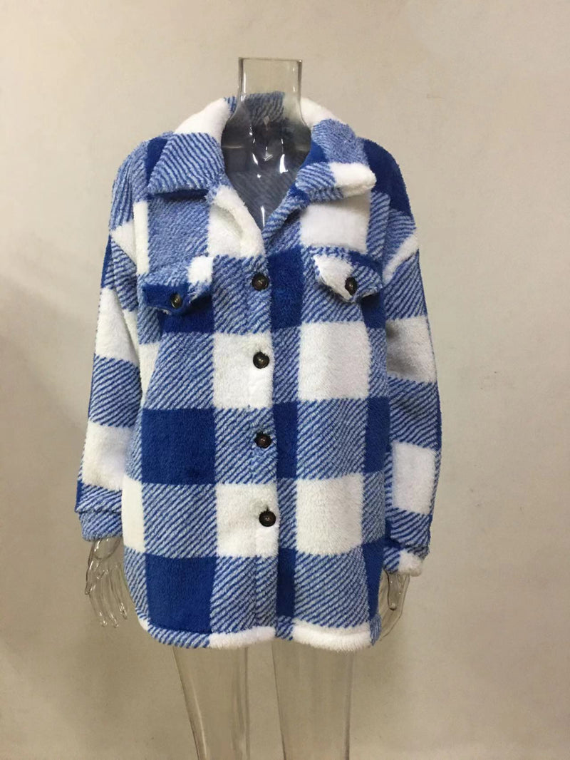 Women's Fashion Jacket Button Plush Coat