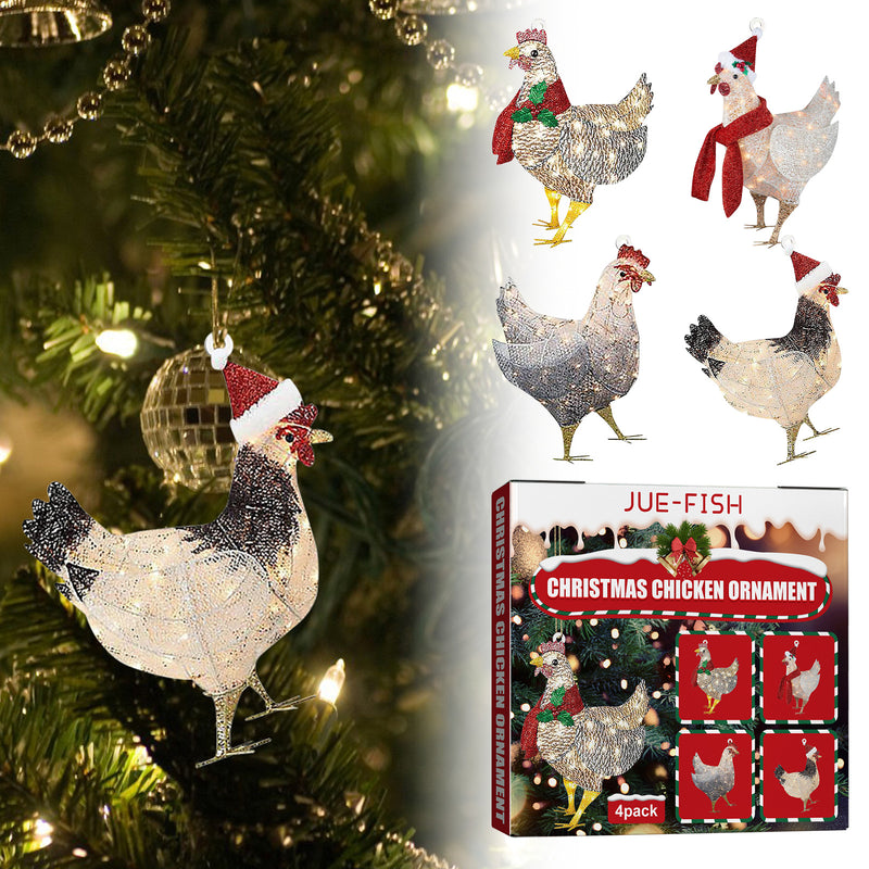 Chicken Hanging Ornament, 4 Pack Hanging Rooster Decorations