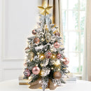 2ft Rose Gold Mini Christmas Tree with Lights - Tabletop Decoration