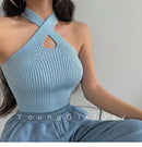 Chic Cross-Front Knitted Crop Top - MultyPros