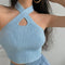 Chic Cross-Front Knitted Crop Top - MultyPros