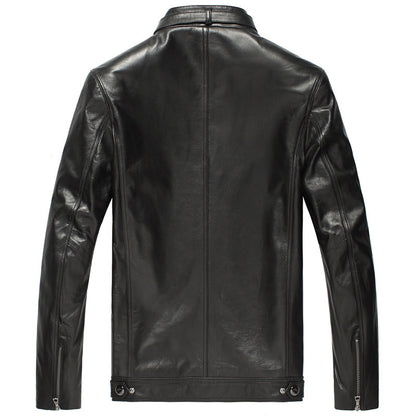 Mens distressed cognac leather jacket in vintage brown finish, classic men’s outerwear with strong leather, casual stylish jacket for everyday wear, premium men’s cognac fashion coat with rugged durability.