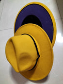 European And American Popular Woolen Top Color Matching Flat Brim Fedora Jazz Hat - MultyPros