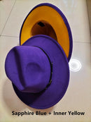 European And American Popular Woolen Top Color Matching Flat Brim Fedora Jazz Hat - MultyPros