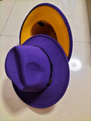 European And American Popular Woolen Top Color Matching Flat Brim Fedora Jazz Hat - MultyPros