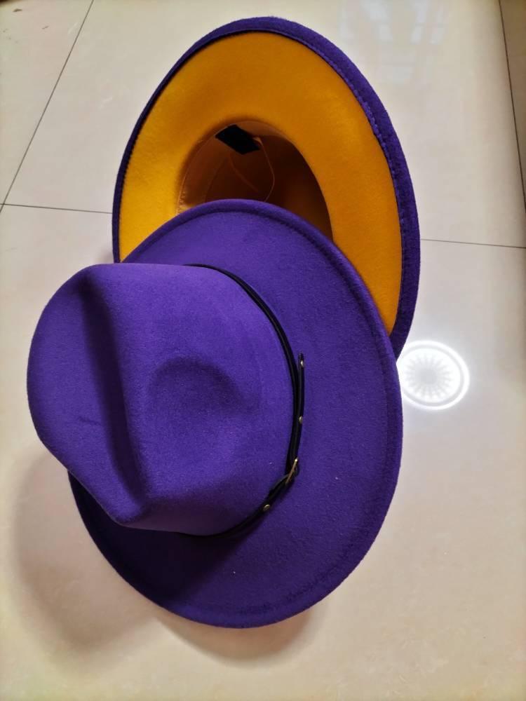 European And American Popular Woolen Top Color Matching Flat Brim Fedora Jazz Hat - MultyPros