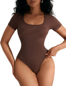 European And American Square-neck Cinched Corset Close-fitting Seamless Short Sleeve T-back - MultyPros