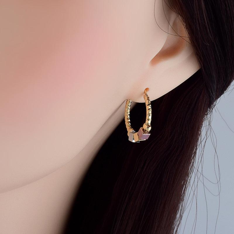 Hollow Rosette Earrings With Gold Contrast Hoops - MultyPros