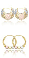 Hollow Rosette Earrings With Gold Contrast Hoops - MultyPros