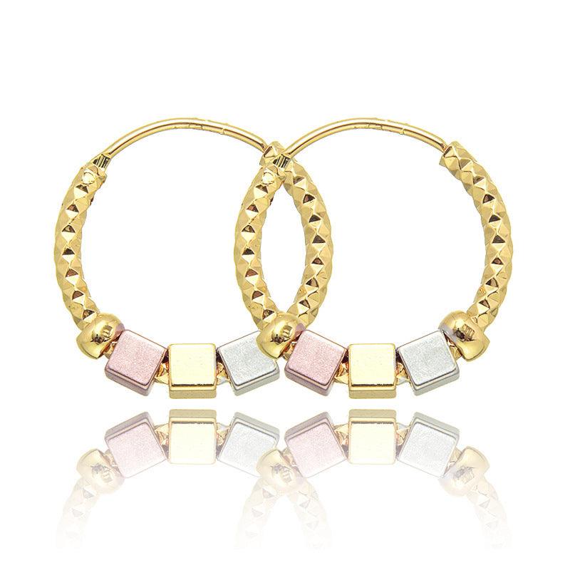 Hollow Rosette Earrings With Gold Contrast Hoops - MultyPros