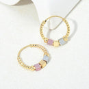 Hollow Rosette Earrings With Gold Contrast Hoops - MultyPros