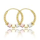 Hollow Rosette Earrings With Gold Contrast Hoops - MultyPros