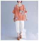 Korean Cotton Hemp Fat Mm Half Sleeve Top Summer - MultyPros