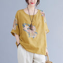 Korean Cotton Hemp Fat Mm Half Sleeve Top Summer - MultyPros