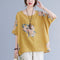 Korean Cotton Hemp Fat Mm Half Sleeve Top Summer - MultyPros