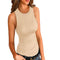 New Solid Color Printed Round Neck Vest For Women - MultyPros